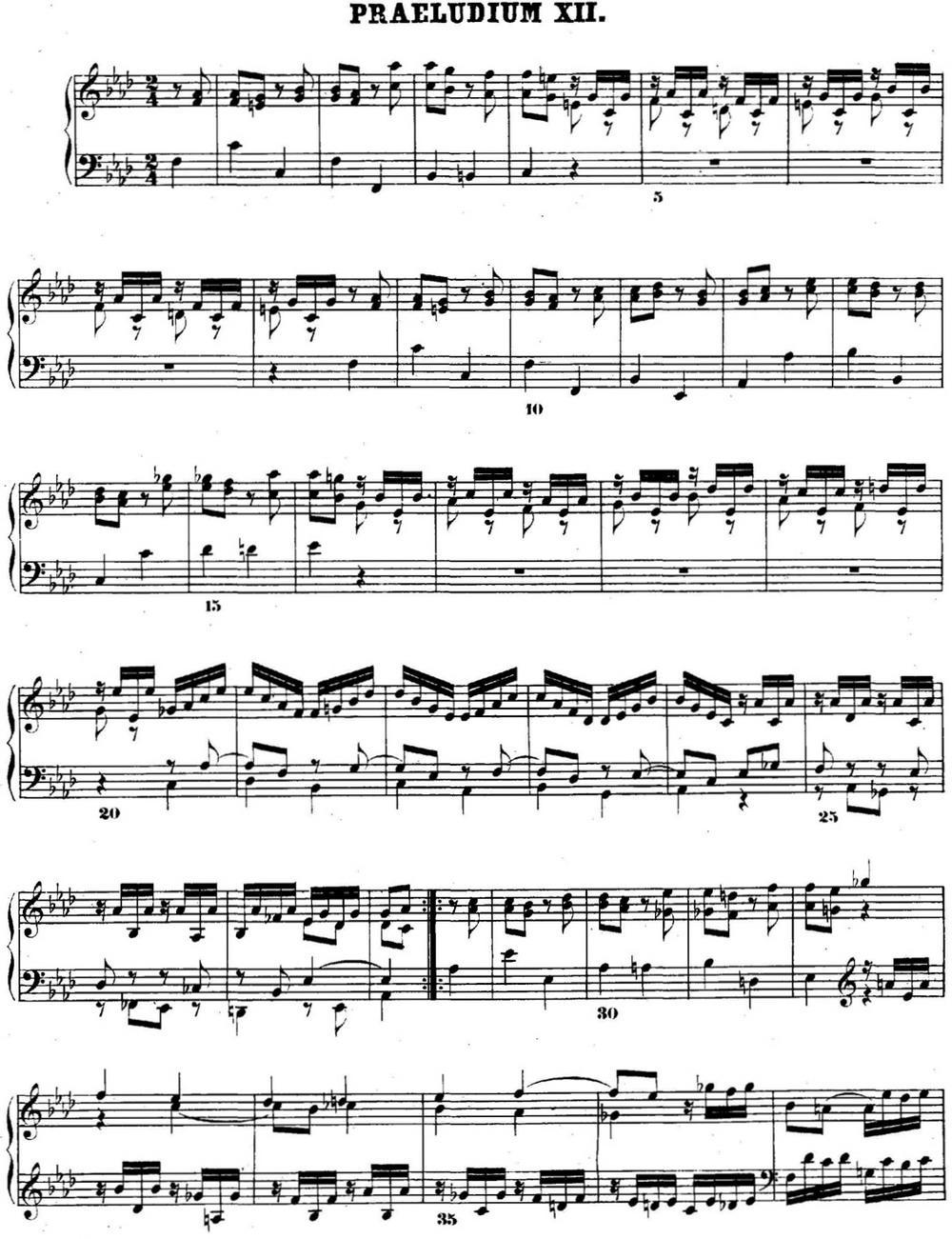 巴赫《平均律钢琴曲集·第二卷》之前奏曲（NO.12）钢琴曲谱（图1）