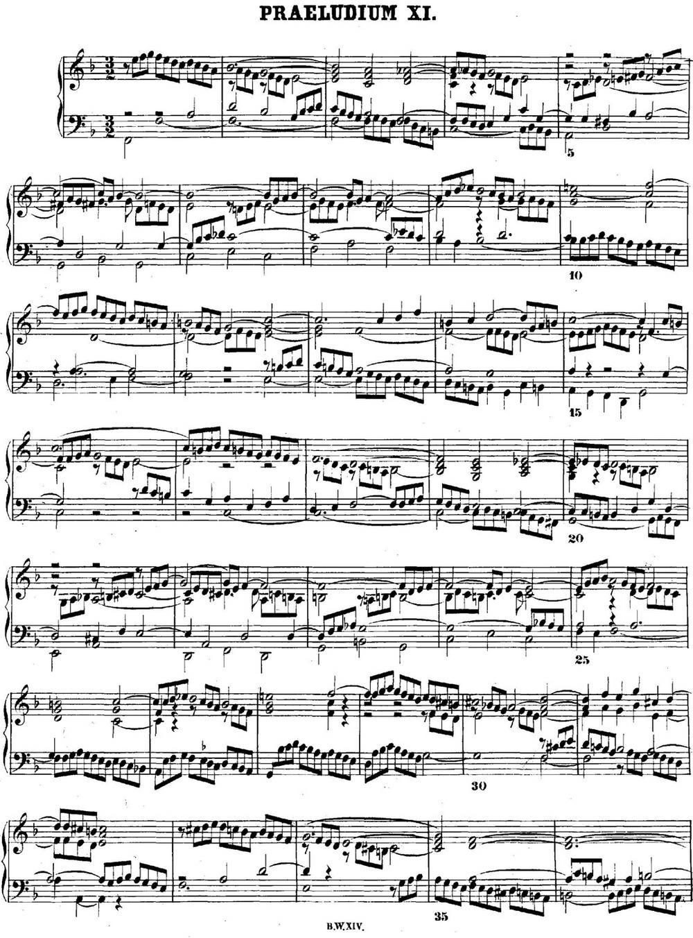 巴赫《平均律钢琴曲集·第二卷》之前奏曲（NO.11）钢琴曲谱（图1）