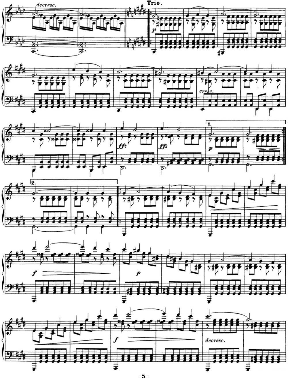 舒伯特降E大调即兴曲D.899，Op.90（NO.4）钢琴曲谱（图5）