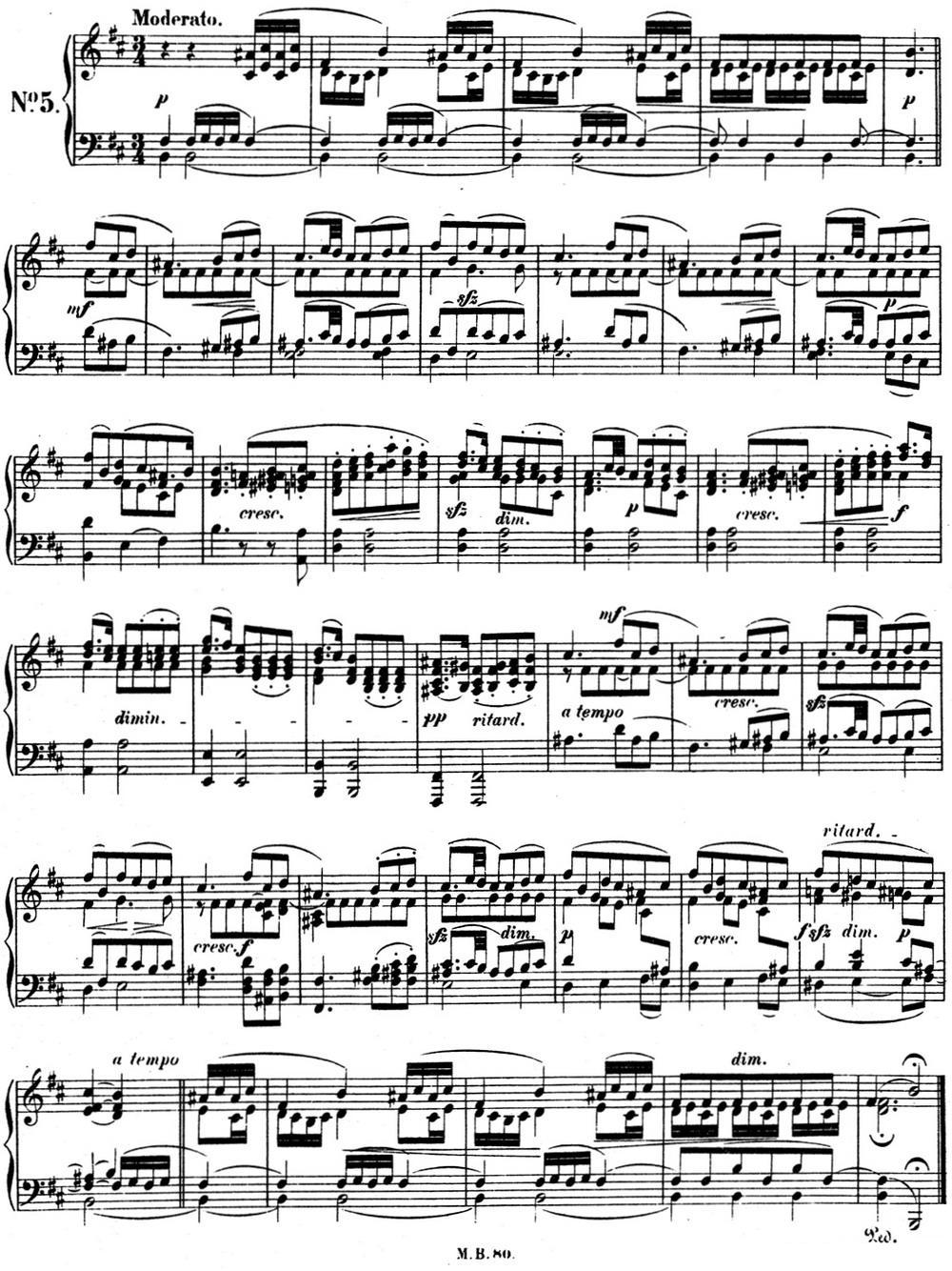 门德尔松无词歌Op.67（NO.5）钢琴曲谱（图1）