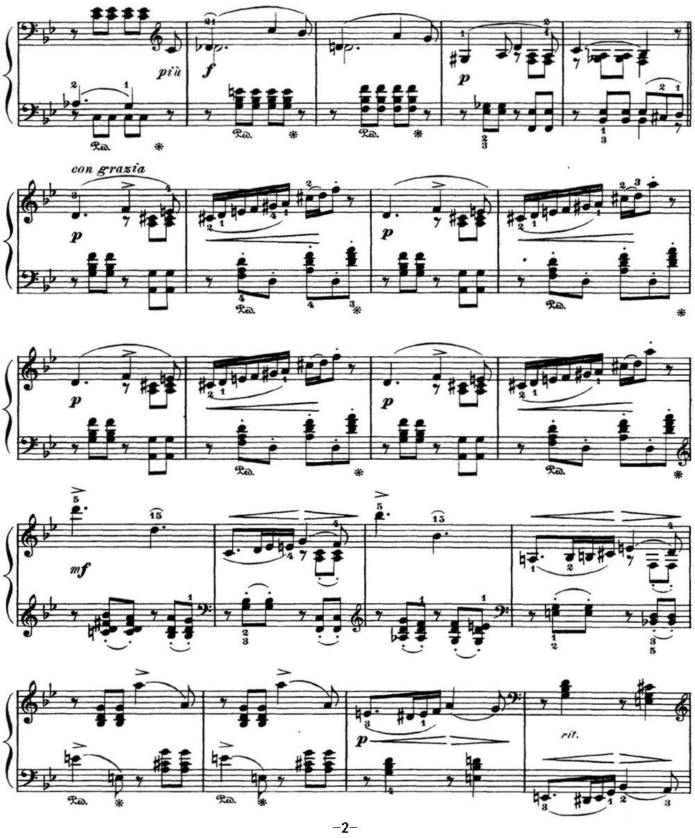 柴可夫斯基 四季 4月 松雪草 降B大调 Snowdrop B flat major钢琴曲谱（图2）
