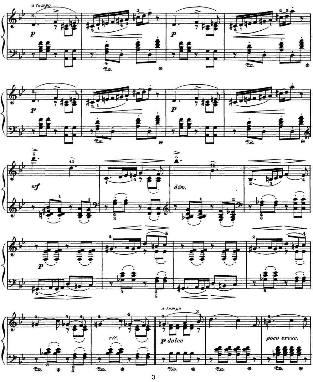 柴可夫斯基 四季 4月 松雪草 降B大调 Snowdrop B flat major钢琴曲谱（图3）