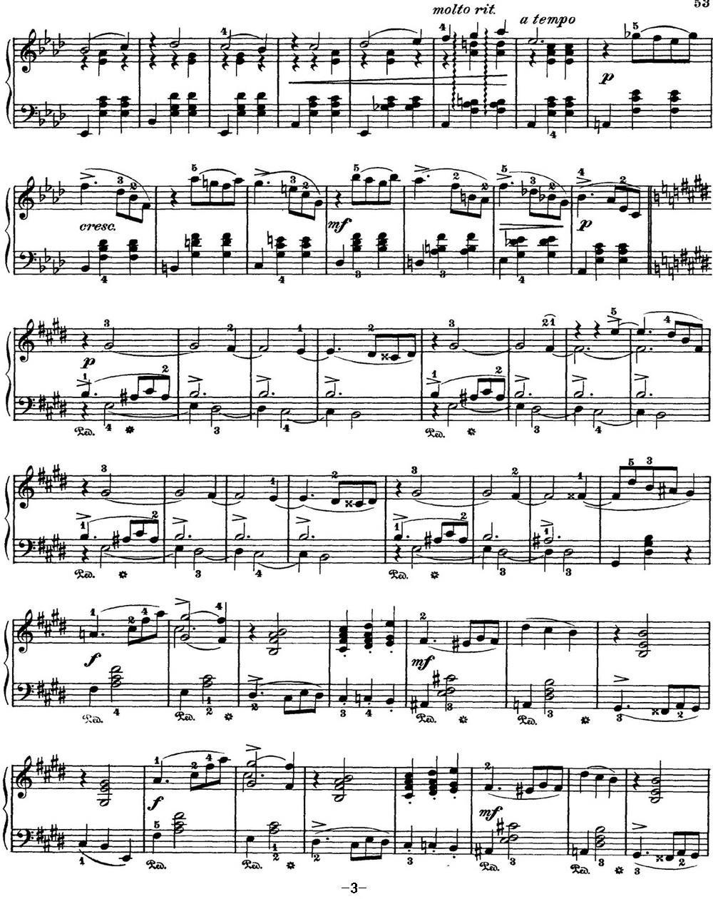 柴可夫斯基 四季 12月 圣诞节 降A大调 Christmas A flat major钢琴曲谱（图3）
