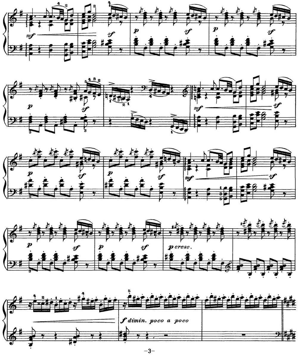 柴可夫斯基 四季 11月 在马车上 E大调 Troika E major钢琴曲谱（图3）