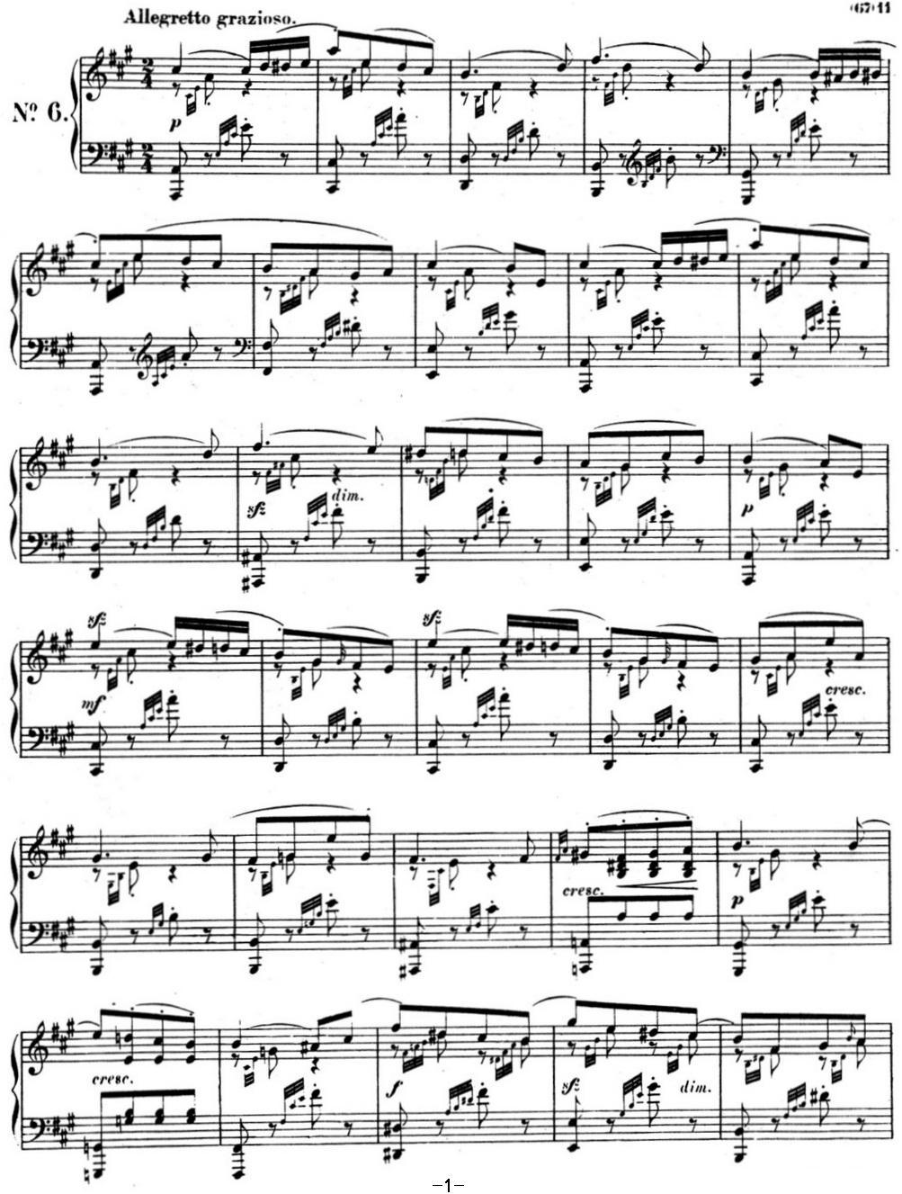 门德尔松无词歌Op.62（NO.6）钢琴曲谱（图1）