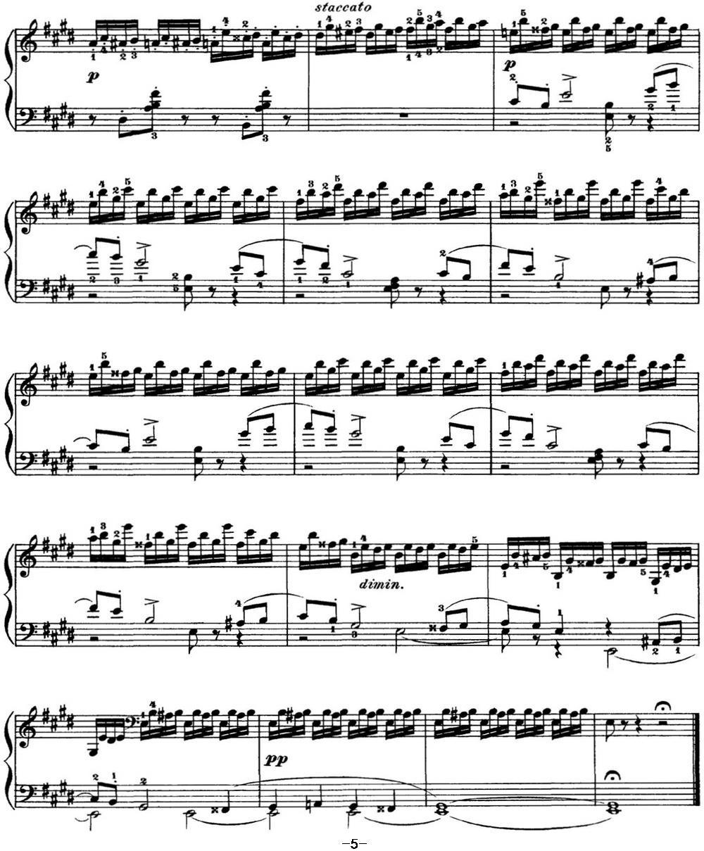 柴可夫斯基 四季 11月 在马车上 E大调 Troika E major钢琴曲谱（图5）