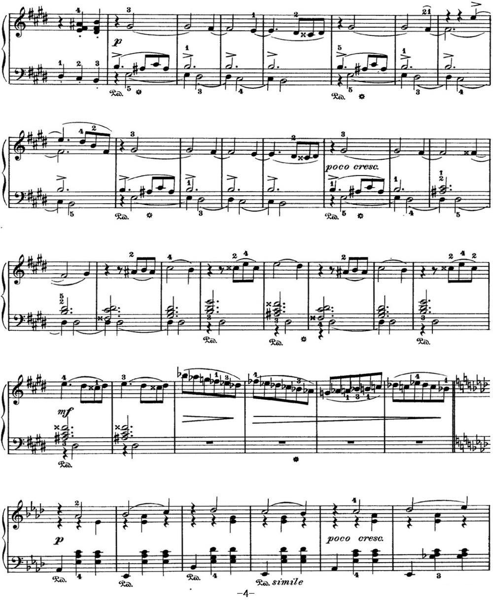 柴可夫斯基 四季 12月 圣诞节 降A大调 Christmas A flat major钢琴曲谱（图4）