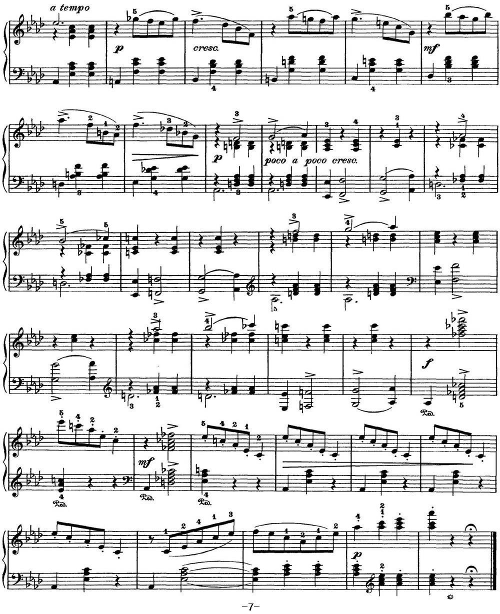 柴可夫斯基 四季 12月 圣诞节 降A大调 Christmas A flat major钢琴曲谱（图7）