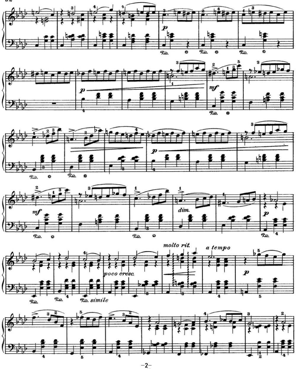 柴可夫斯基 四季 12月 圣诞节 降A大调 Christmas A flat major钢琴曲谱（图2）