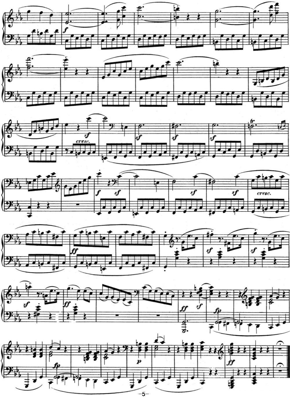 贝多芬钢琴奏鸣曲05 c小调 Op.10 No.1 C minor钢琴曲谱（图5）