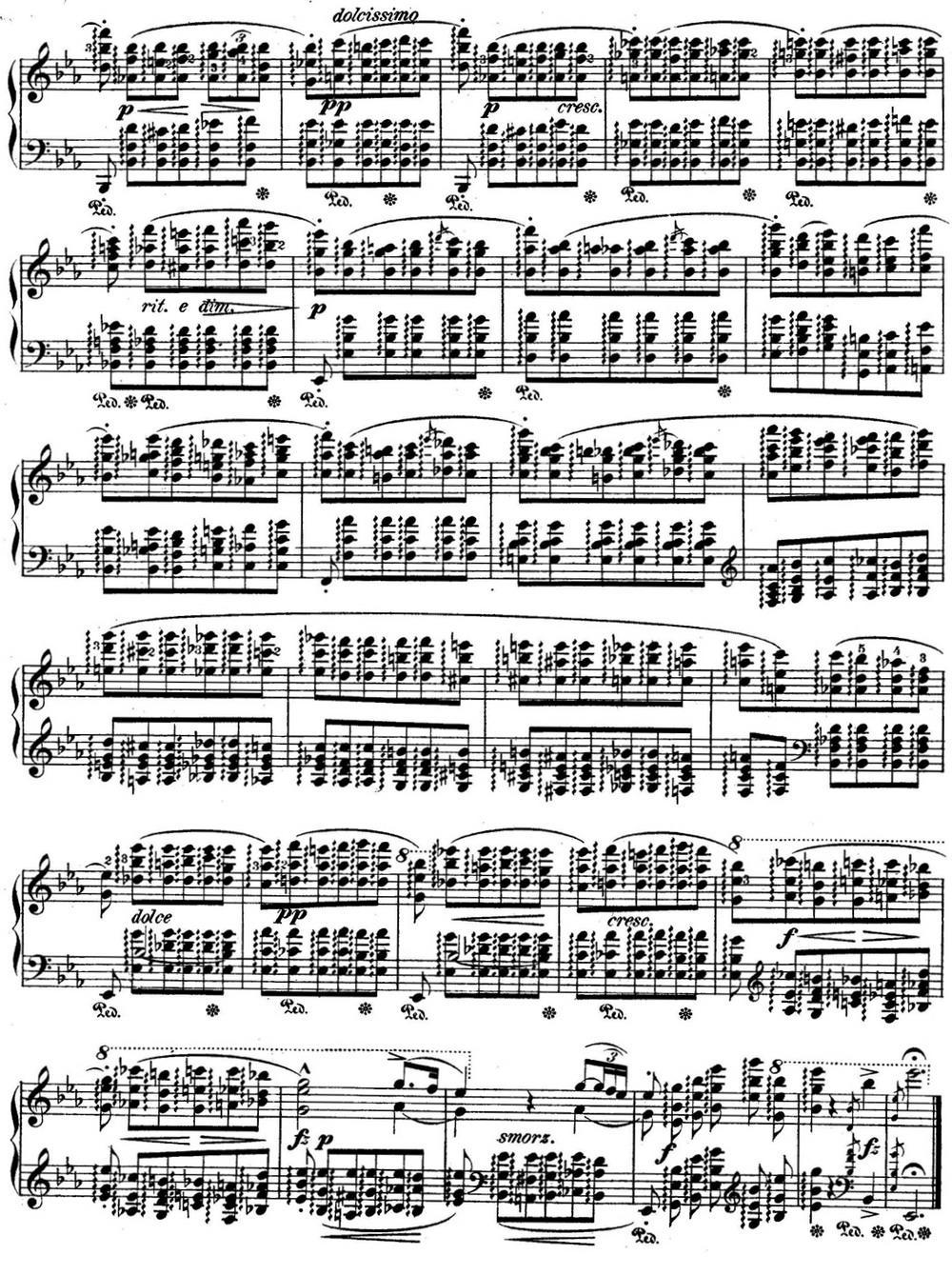 肖邦练习曲11 Op.10 No.11 降E大调 Eb major钢琴曲谱（图2）