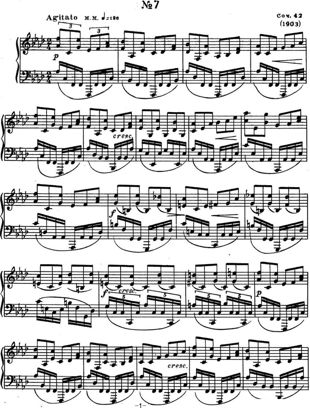 斯克里亚宾 钢琴练习曲 Op.42 No.7 Alexander Scriabin Etudes钢琴曲谱（图1）