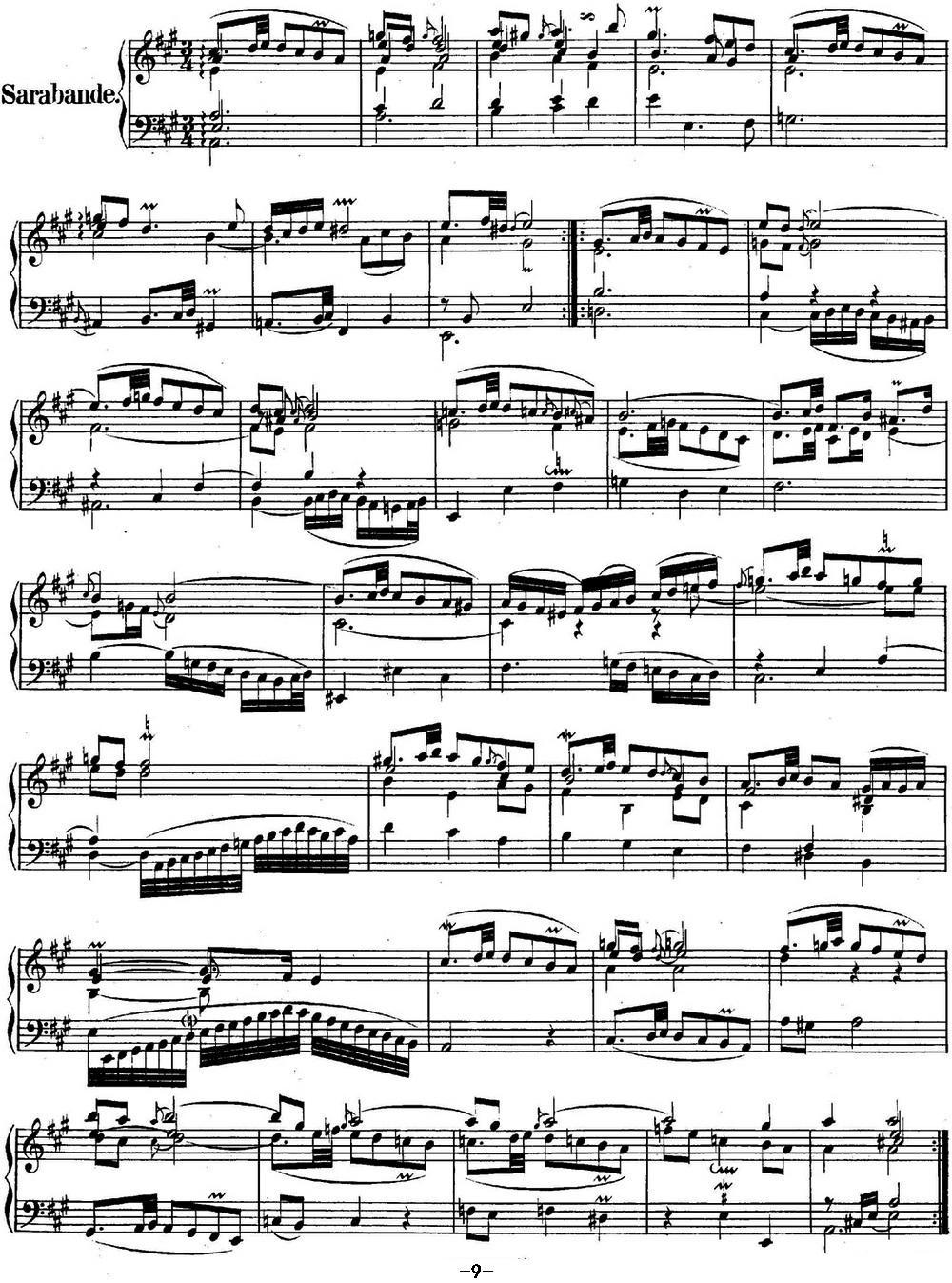 英国组曲No.1 巴赫 A大调 1st Suite BWV 806钢琴曲谱（图9）