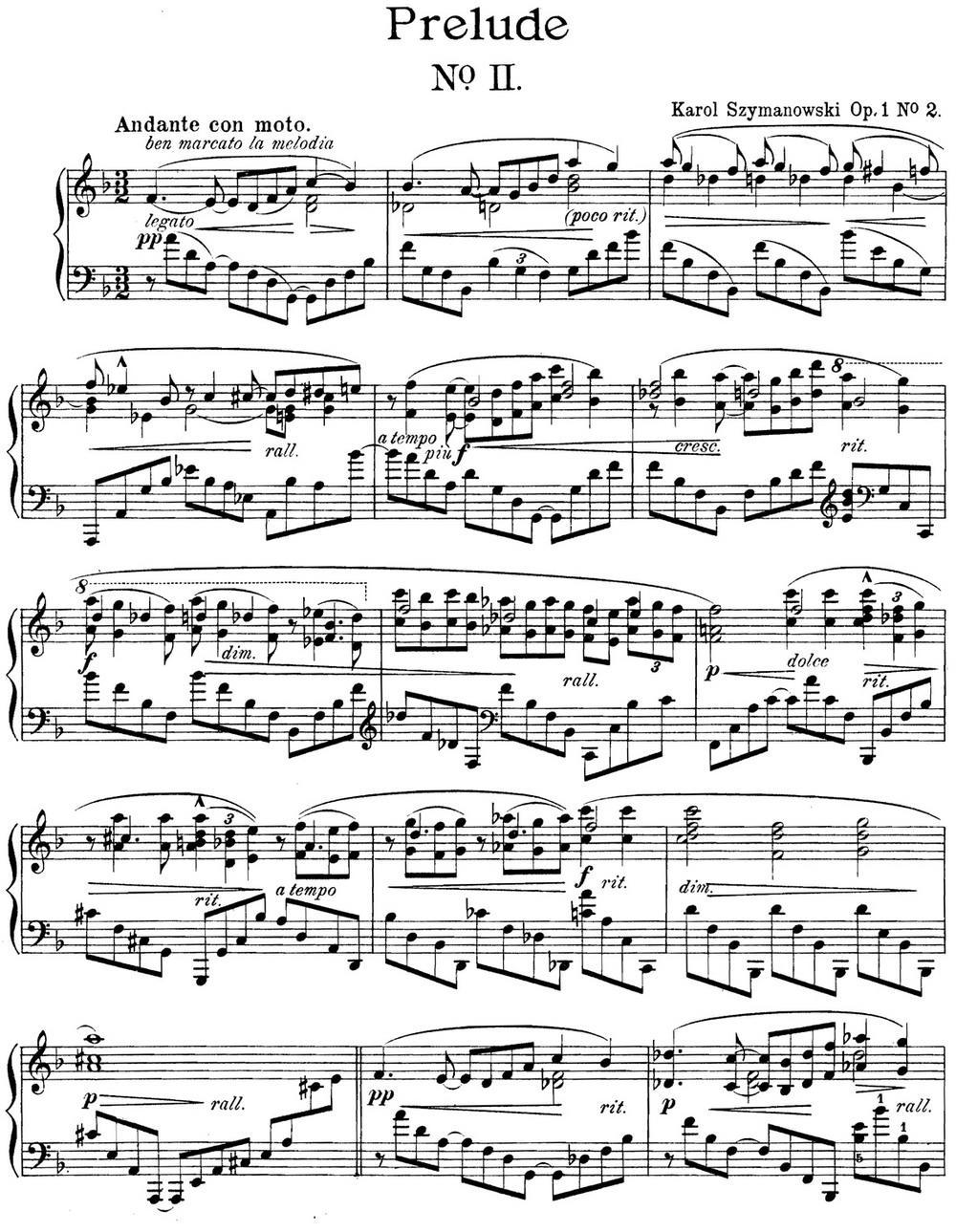 希曼诺夫斯基 9首钢琴前奏曲 Op.1 No.2钢琴曲谱（图1）