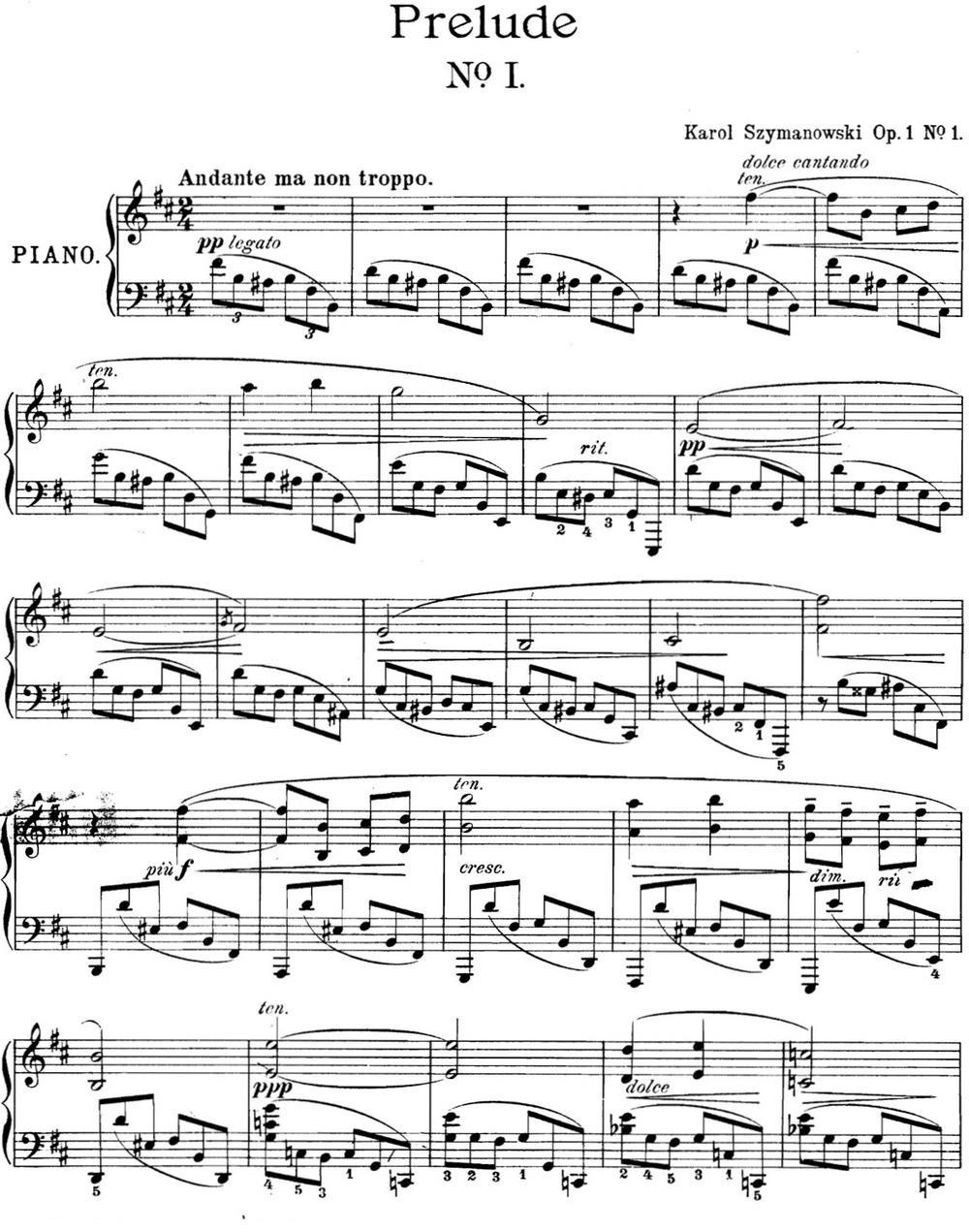 希曼诺夫斯基 9首钢琴前奏曲 Op.1 No.1钢琴曲谱（图1）