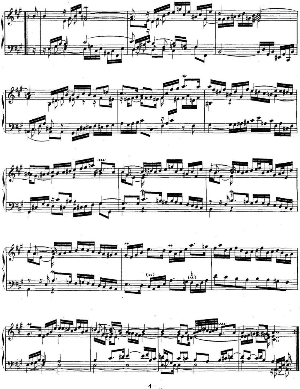 英国组曲No.1 巴赫 A大调 1st Suite BWV 806钢琴曲谱（图4）