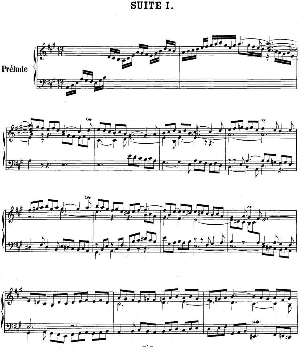 英国组曲No.1 巴赫 A大调 1st Suite BWV 806钢琴曲谱（图1）