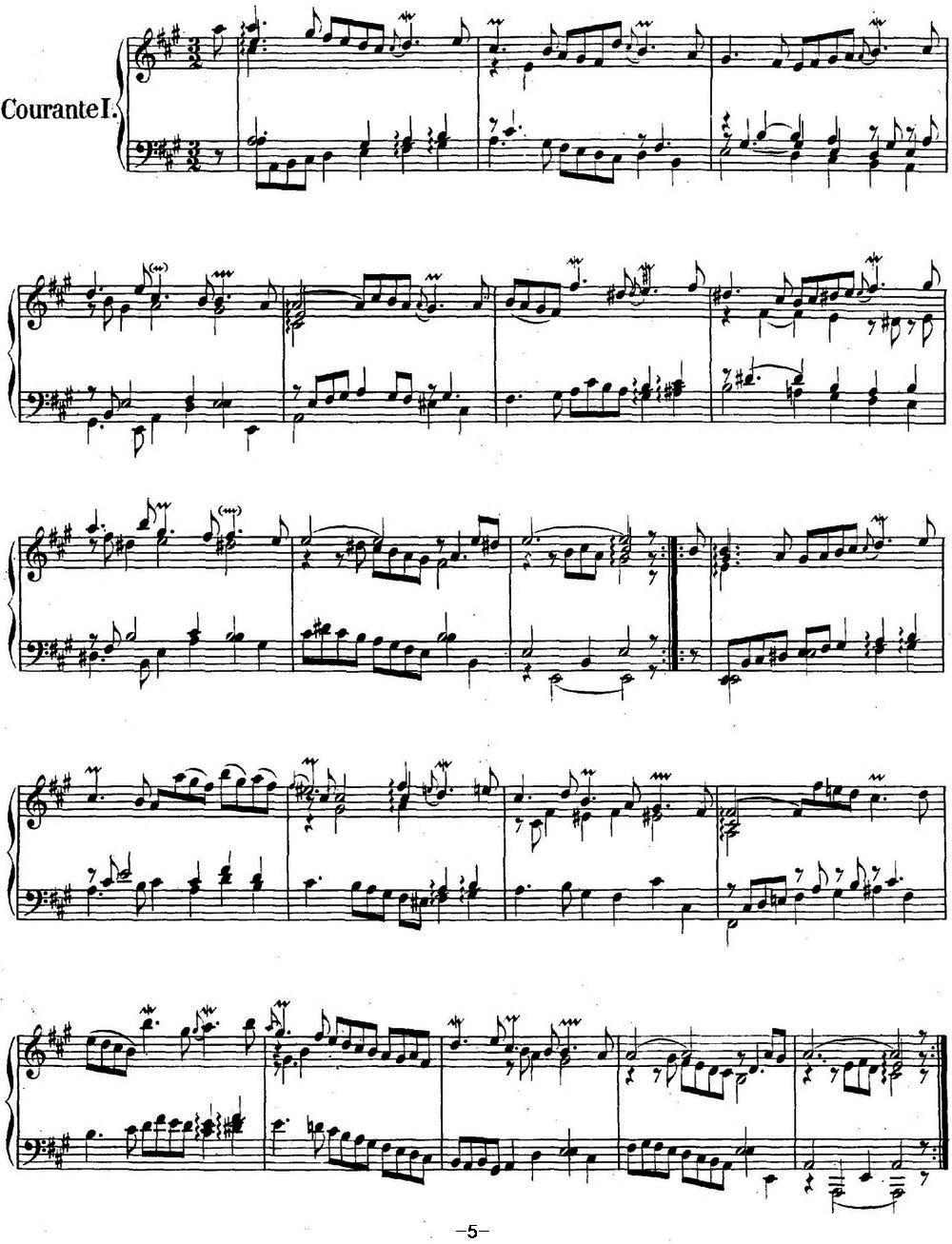英国组曲No.1 巴赫 A大调 1st Suite BWV 806钢琴曲谱（图5）