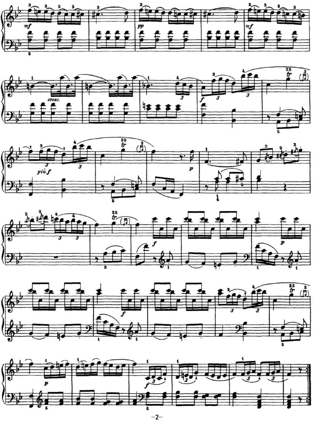海顿 钢琴奏鸣曲 Hob XVI 2 Partita B-flat major钢琴曲谱（图2）