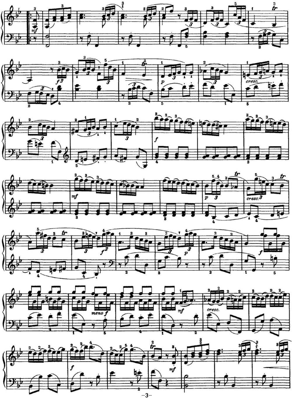 海顿 钢琴奏鸣曲 Hob XVI 2 Partita B-flat major钢琴曲谱（图3）