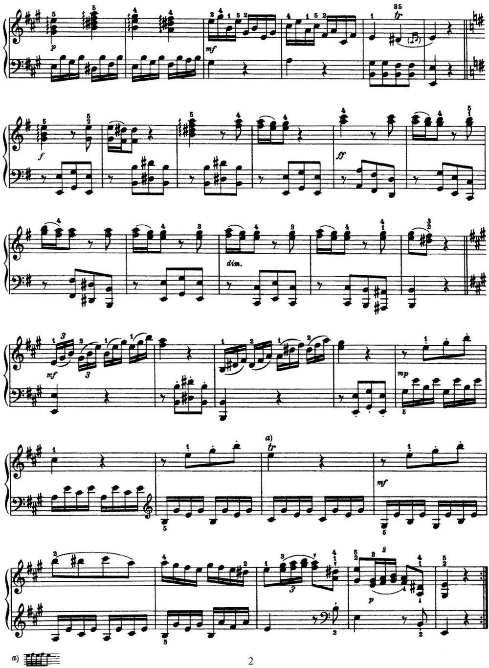 海顿 钢琴奏鸣曲 Hob XVI 5 Divertimento A major钢琴曲谱（图2）