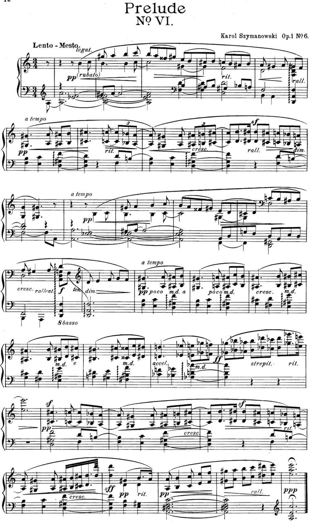 希曼诺夫斯基 9首钢琴前奏曲 Op.1 No.6钢琴曲谱（图1）