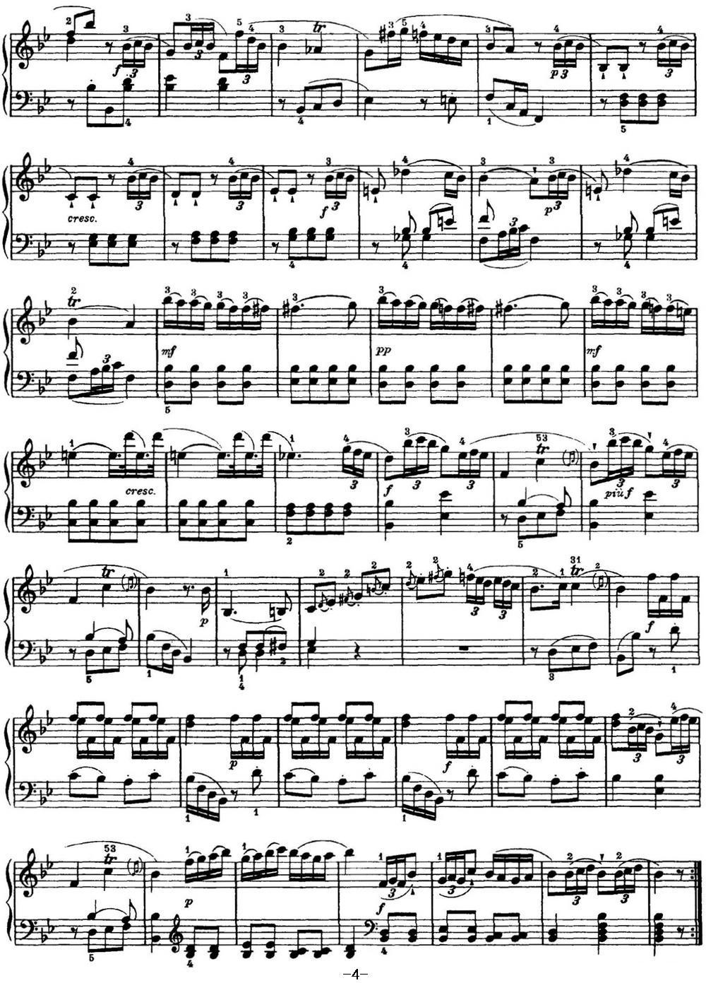 海顿 钢琴奏鸣曲 Hob XVI 2 Partita B-flat major钢琴曲谱（图4）