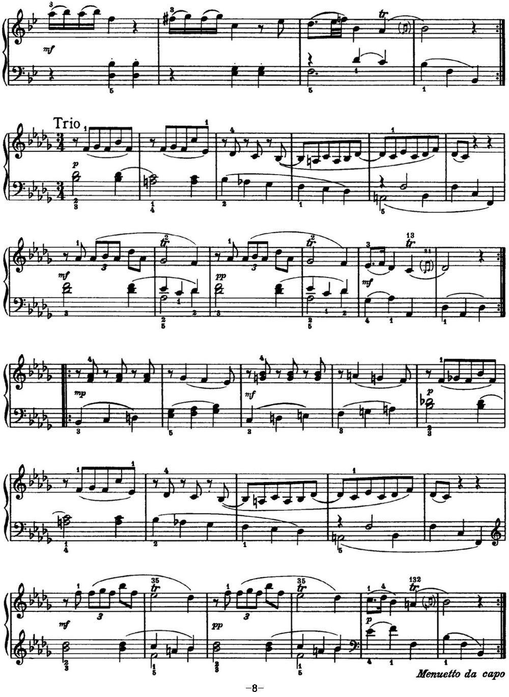 海顿 钢琴奏鸣曲 Hob XVI 2 Partita B-flat major钢琴曲谱（图8）