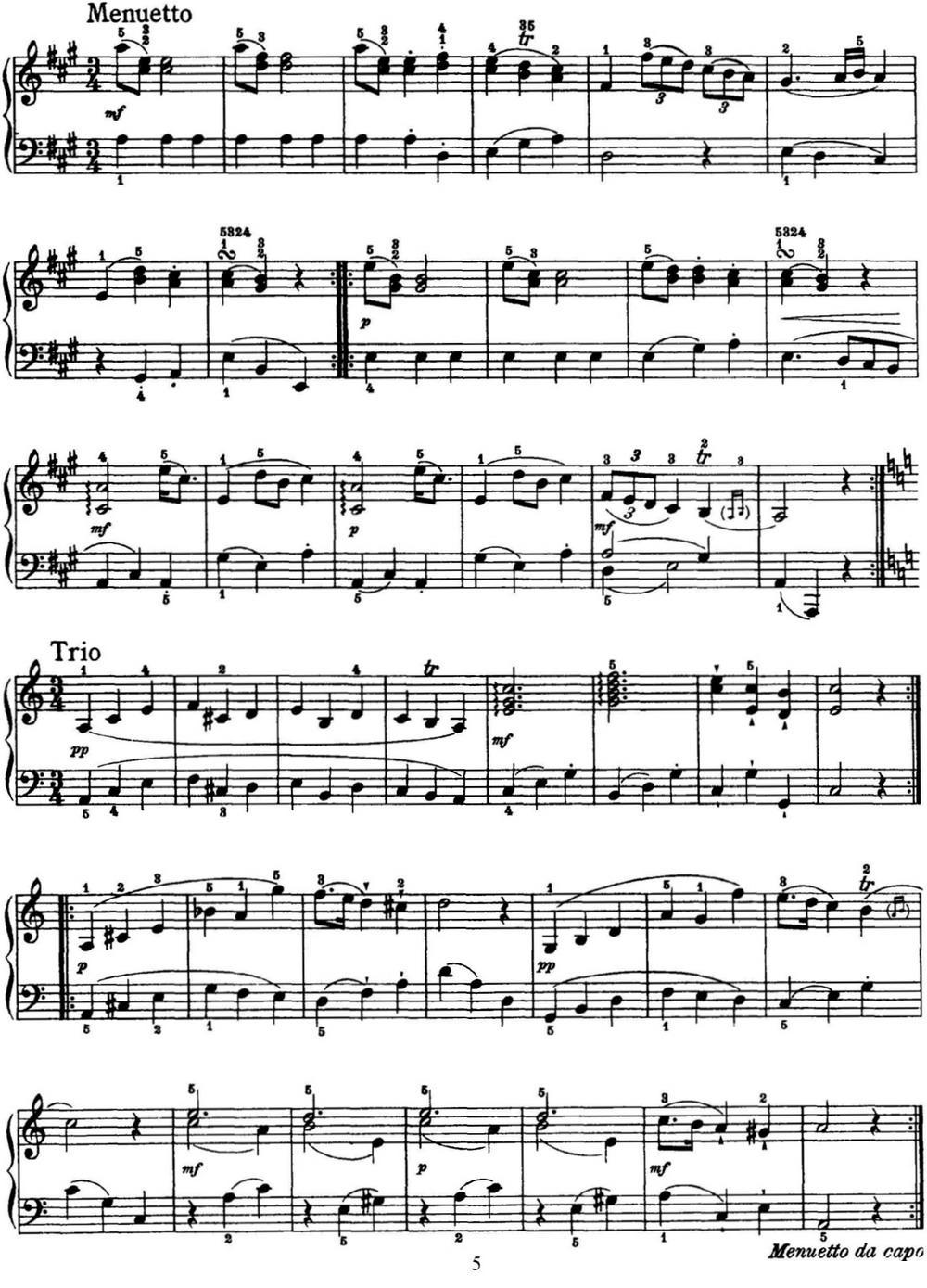 海顿 钢琴奏鸣曲 Hob XVI 5 Divertimento A major钢琴曲谱（图5）
