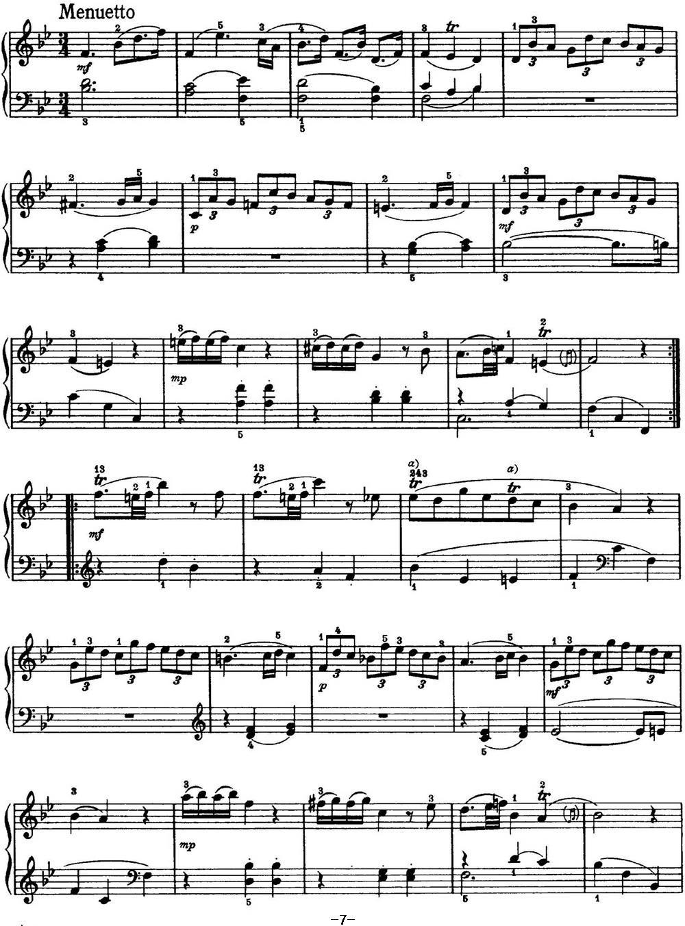 海顿 钢琴奏鸣曲 Hob XVI 2 Partita B-flat major钢琴曲谱（图7）