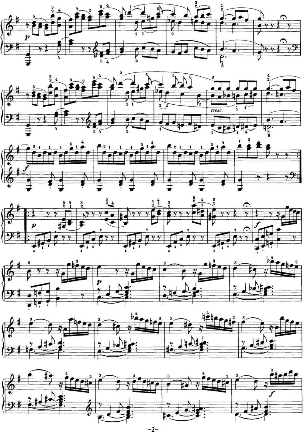 海顿 钢琴奏鸣曲 Hob XVI 34 in E minor钢琴曲谱（图2）