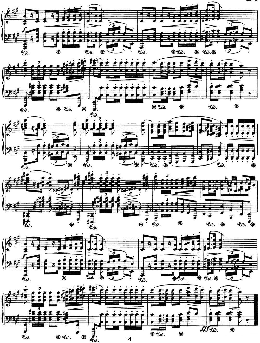 肖邦 波兰舞曲 军队 Op.40 No.1 A大调 Polonaise钢琴曲谱（图4）