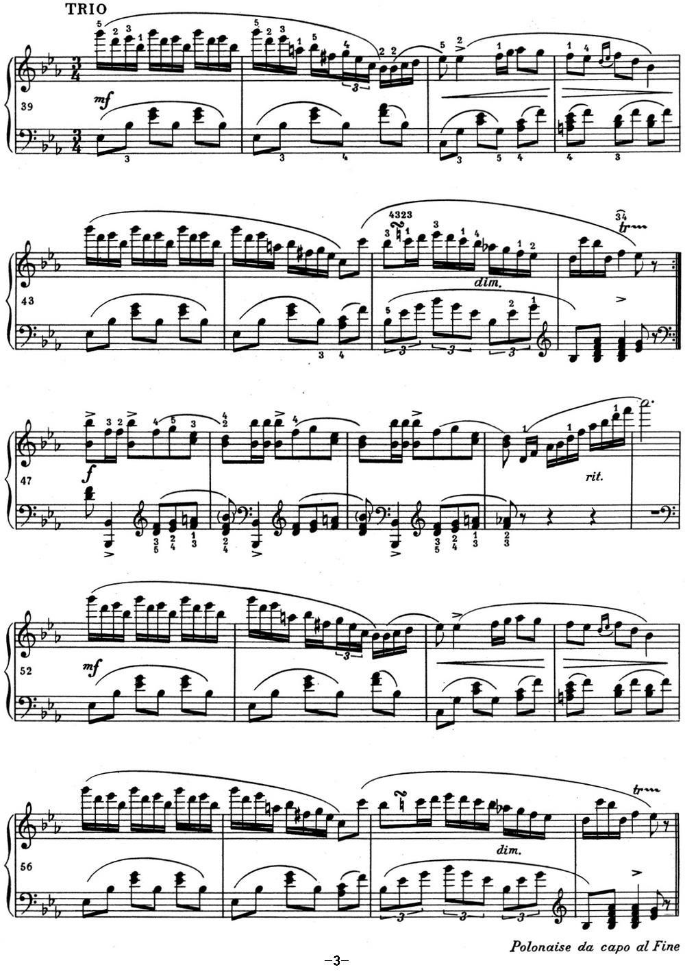 肖邦 波兰舞曲 Op.posth.P.1 No.2 降A大调钢琴曲谱（图3）