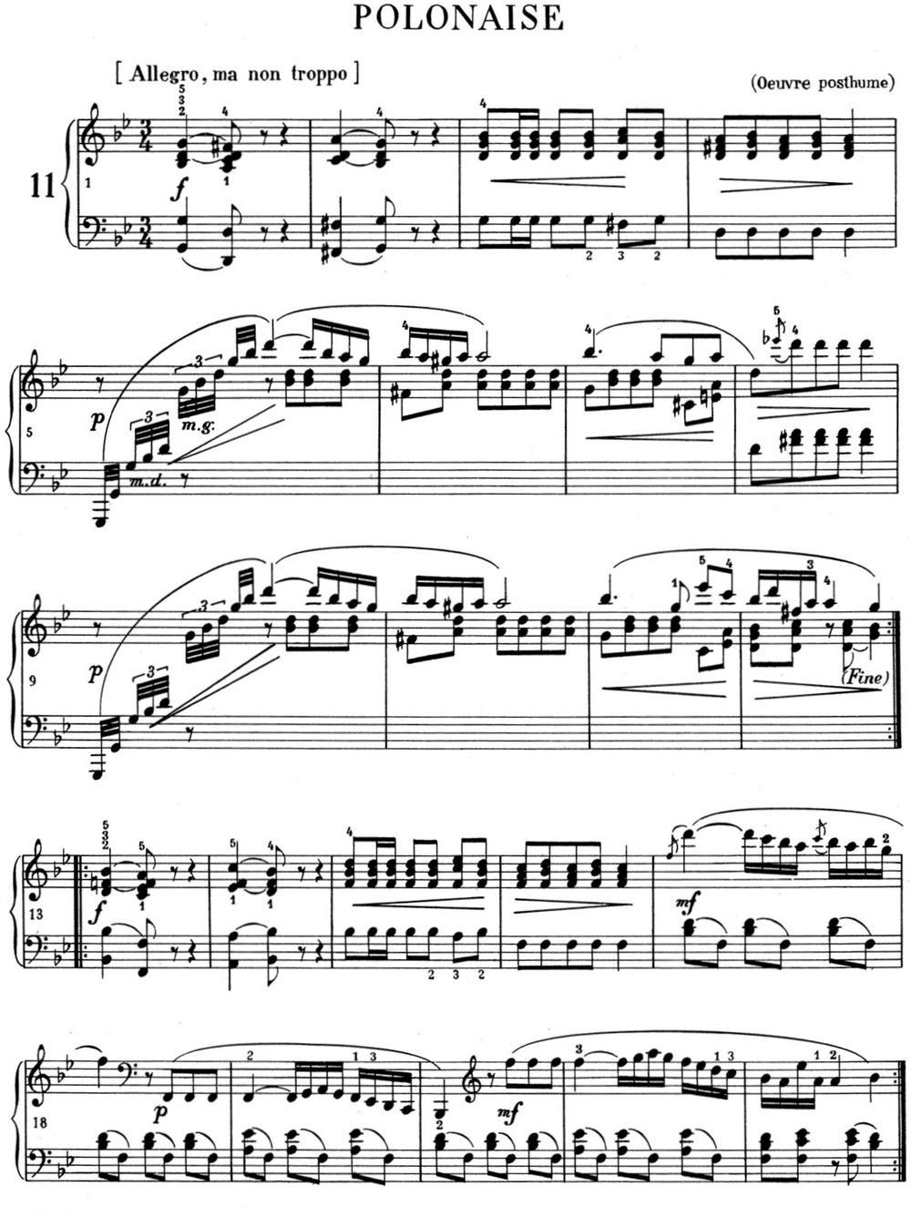 肖邦 波兰舞曲 Op.posth.S.1 No.1 g小调钢琴曲谱（图1）