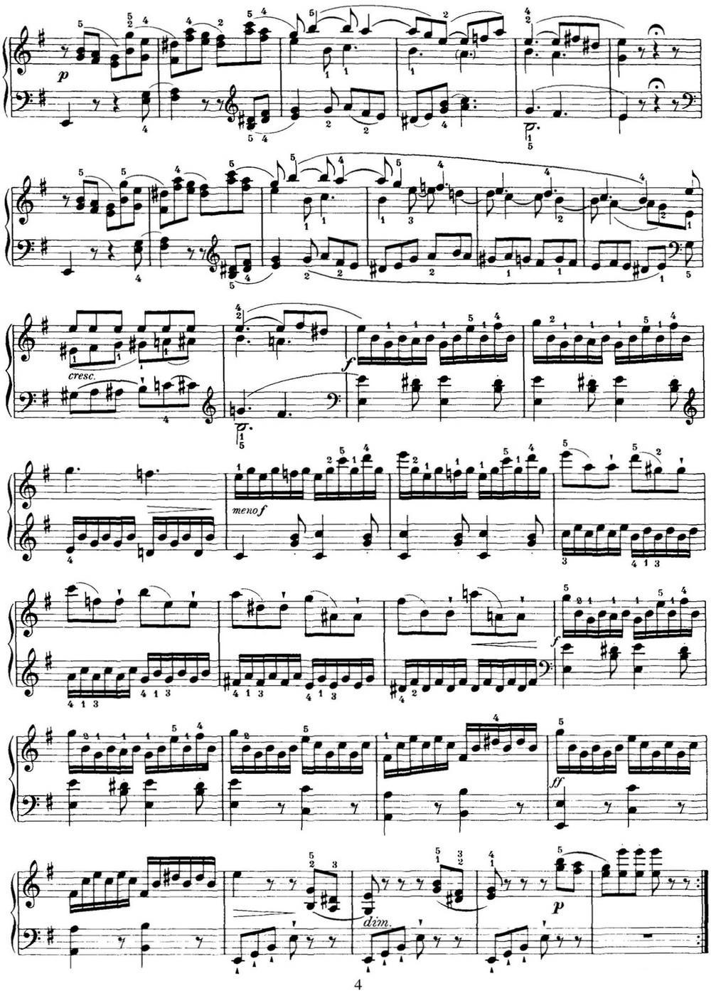 海顿 钢琴奏鸣曲 Hob XVI 34 in E minor钢琴曲谱（图4）