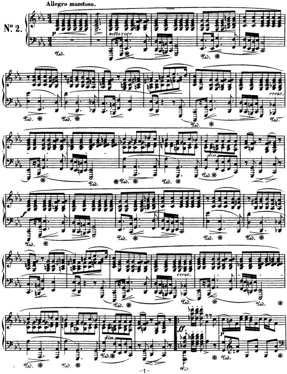 肖邦 波兰舞曲 Op.40 No.2 c小调 Polonaise钢琴曲谱（图1）