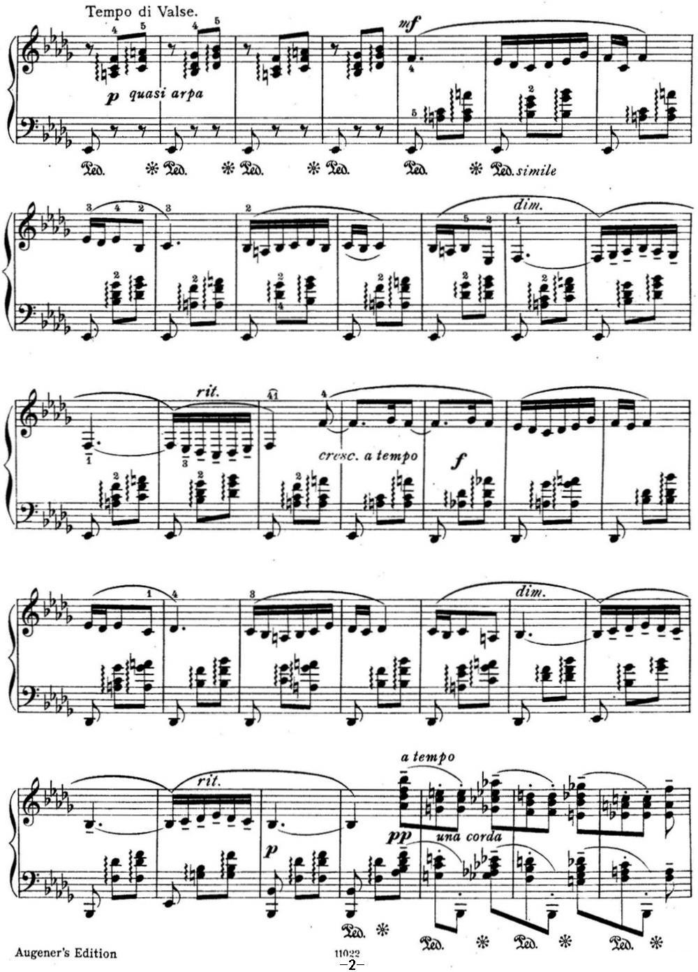 拉赫玛尼诺夫 幻想小品集 Op.3 No.5 小夜曲 降b小调钢琴曲谱（图2）