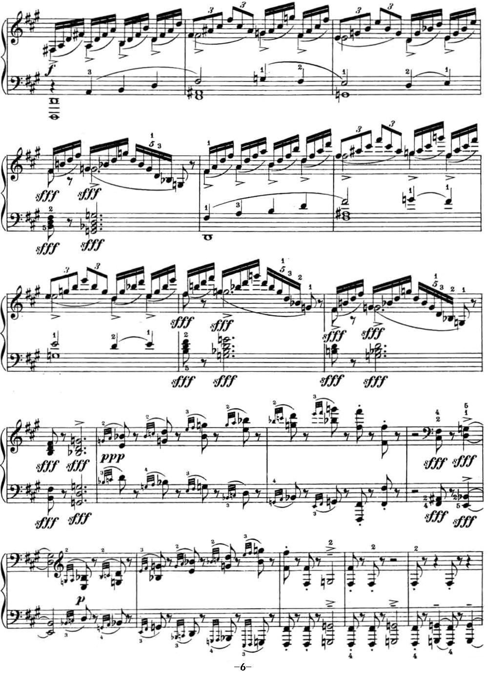 拉赫玛尼诺夫 幻想小品集 Op.3 No.4 小丑 升f小调钢琴曲谱（图6）