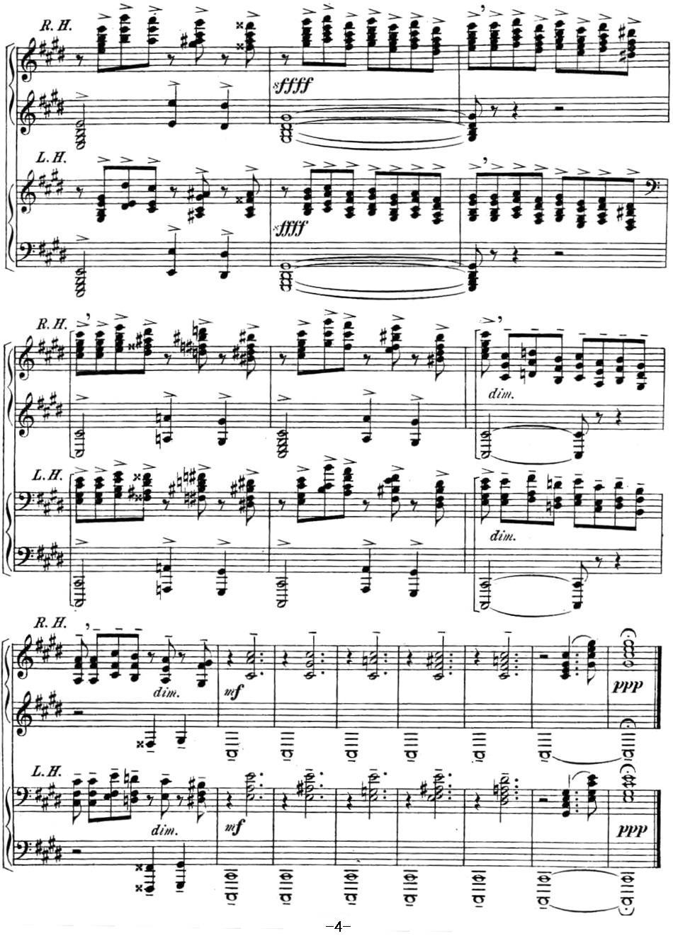 拉赫玛尼诺夫 幻想小品集 Op.3 No.2 前奏曲 升c小调钢琴曲谱（图4）