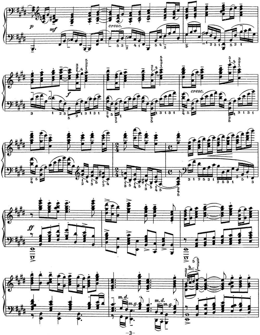 拉赫玛尼诺夫 钢琴前奏曲14 E大调 Op.32 No.3钢琴曲谱（图3）