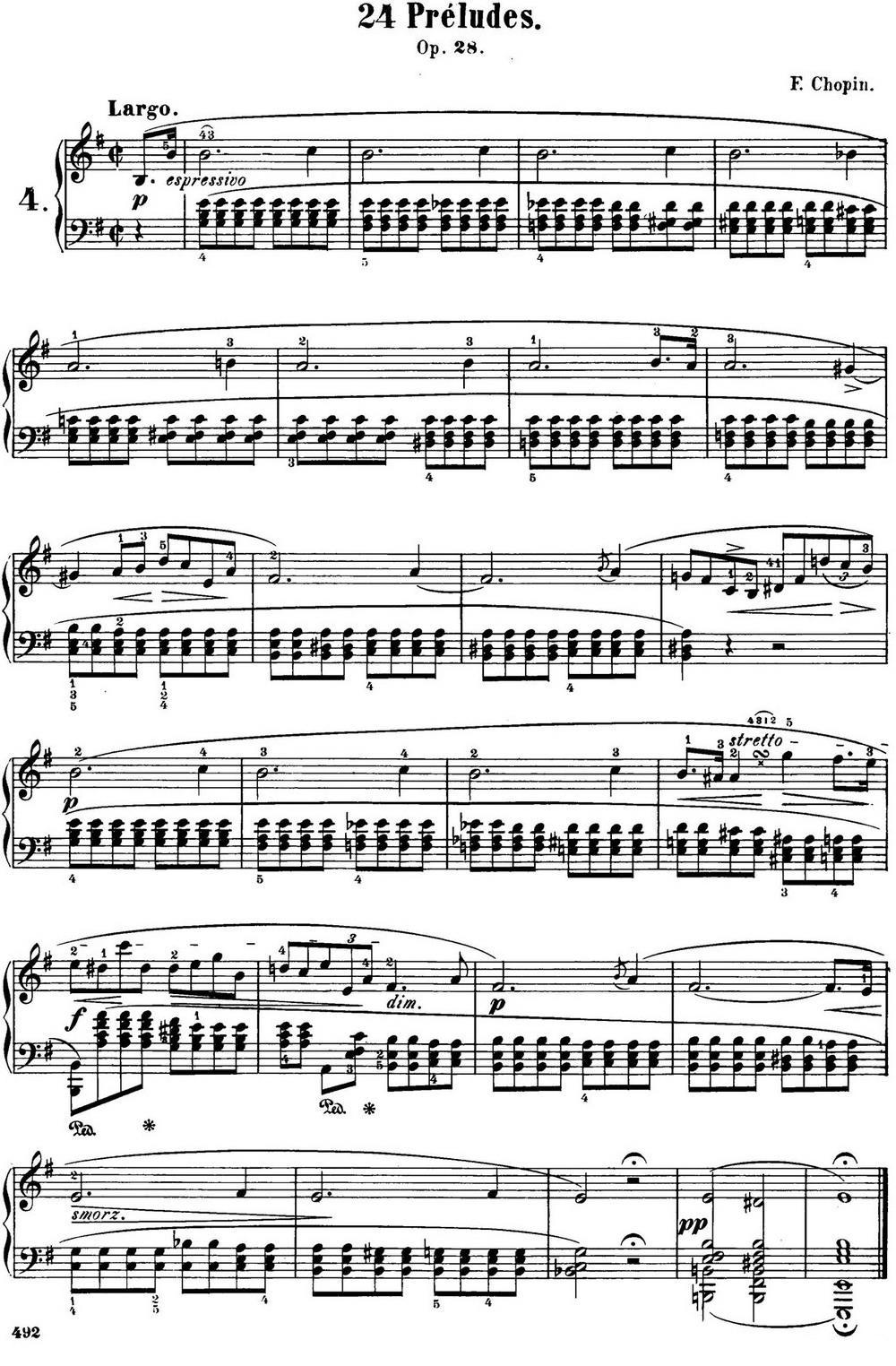 肖邦 24首钢琴前奏曲 Op.28 No.4 E小调钢琴曲谱（图1）