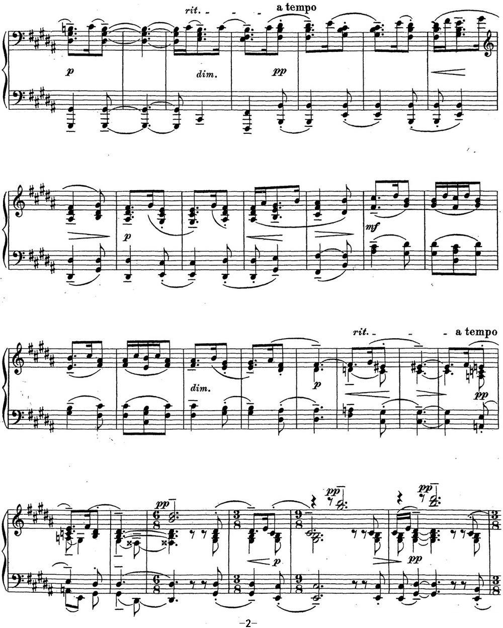 拉赫玛尼诺夫 钢琴前奏曲22 B大调 Op.32 No.11钢琴曲谱（图2）