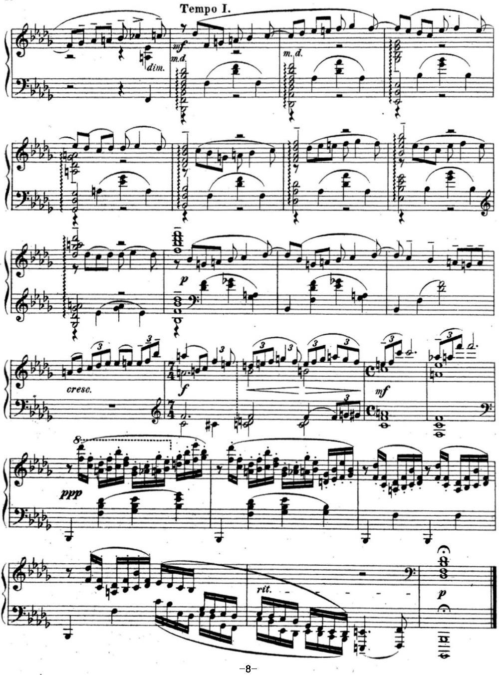 拉赫玛尼诺夫 音乐瞬间 Op.16 No.1 降b小调钢琴曲谱（图8）