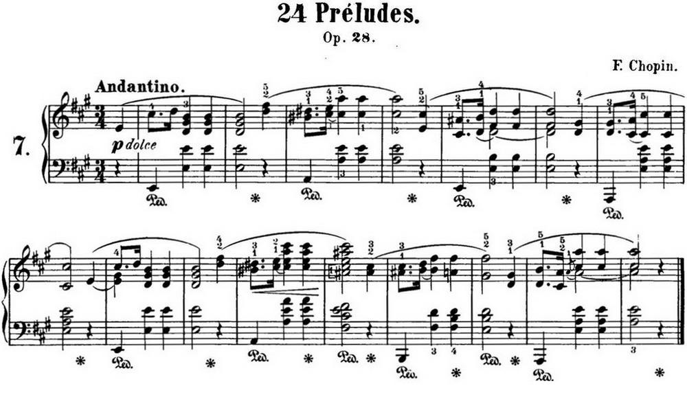 肖邦 24首钢琴前奏曲 Op.28 No.7 A大调钢琴曲谱（图1）