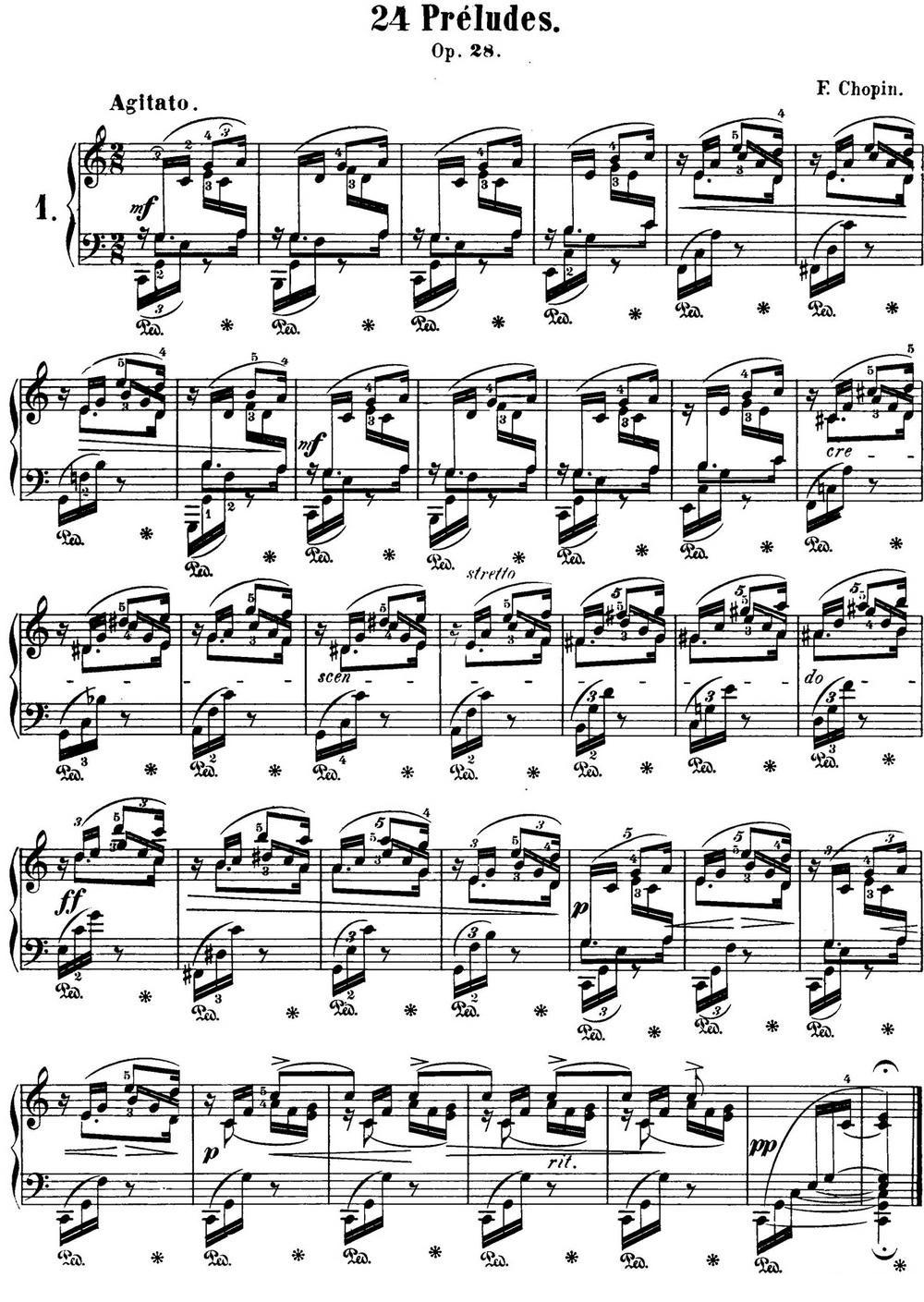 肖邦 24首钢琴前奏曲 Op.28 No.1 C大调钢琴曲谱（图1）