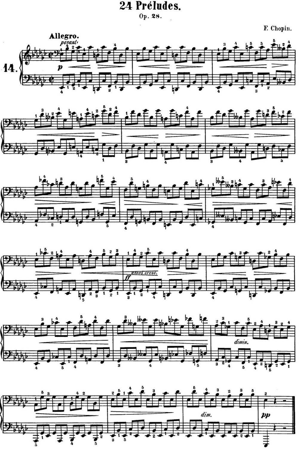 肖邦 24首钢琴前奏曲 Op.28 No.14 降E小调钢琴曲谱（图1）