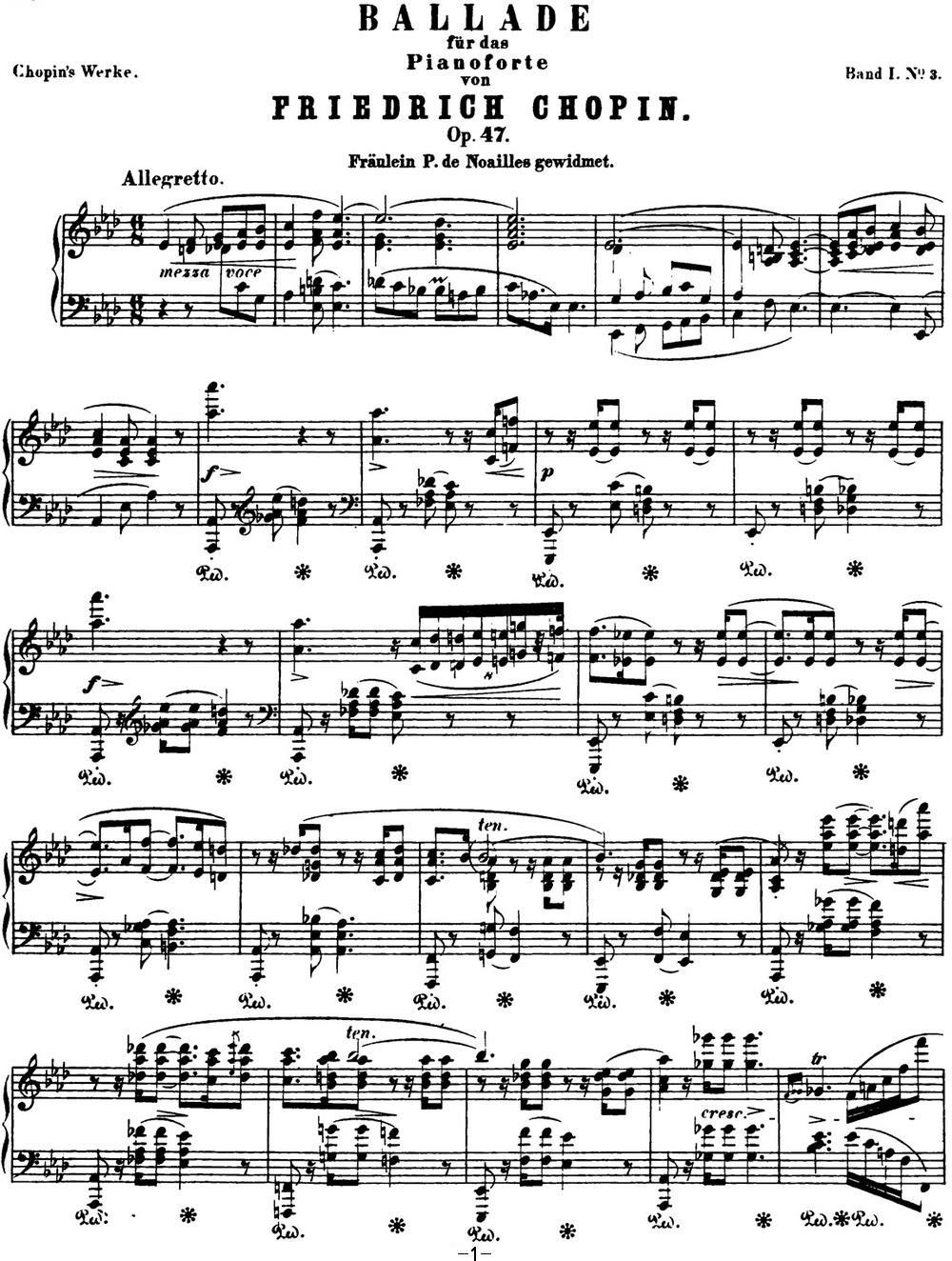 肖邦 叙事曲3 降A大调 Chopin Ballade No.3 Op.47钢琴曲谱（图1）