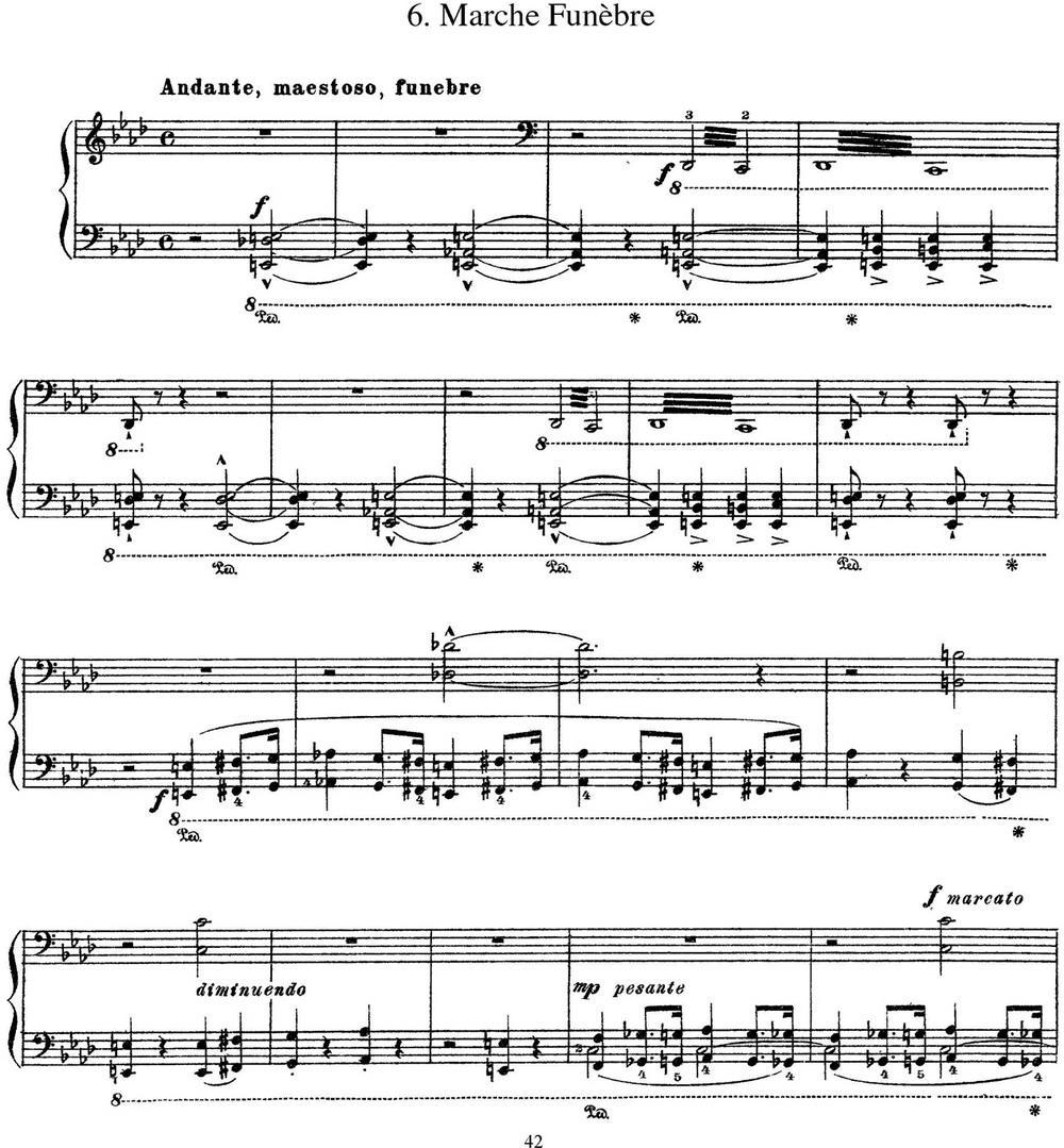 李斯特 旅游岁月 第三集 S.163 No.6 葬礼进行曲钢琴曲谱（图1）