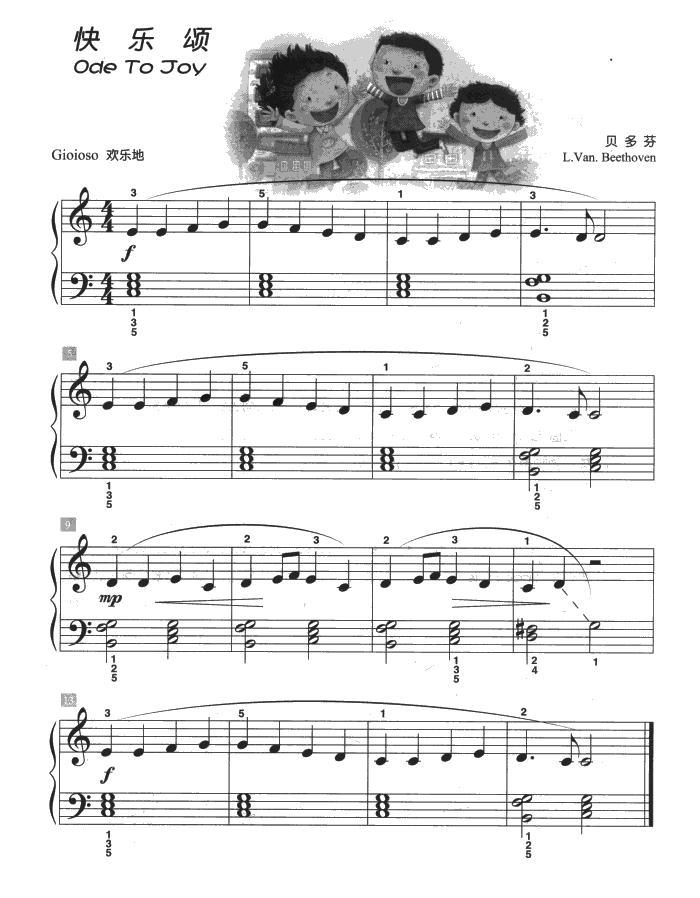 快乐颂（儿童古典钢琴小品）钢琴曲谱（图1）