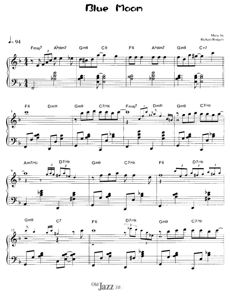 Blue Moon钢琴曲谱（图1）